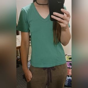 For Days Blue-Green V-Neck Tee Medium Organic Cotton